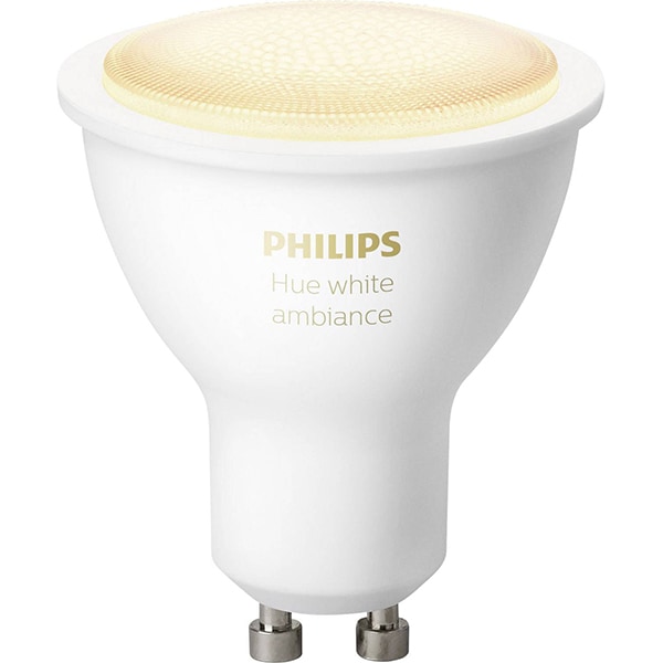Bec LED Smart PHILIPS Hue Ambiance, GU10, 5.5W, 250lm, lumina variabila