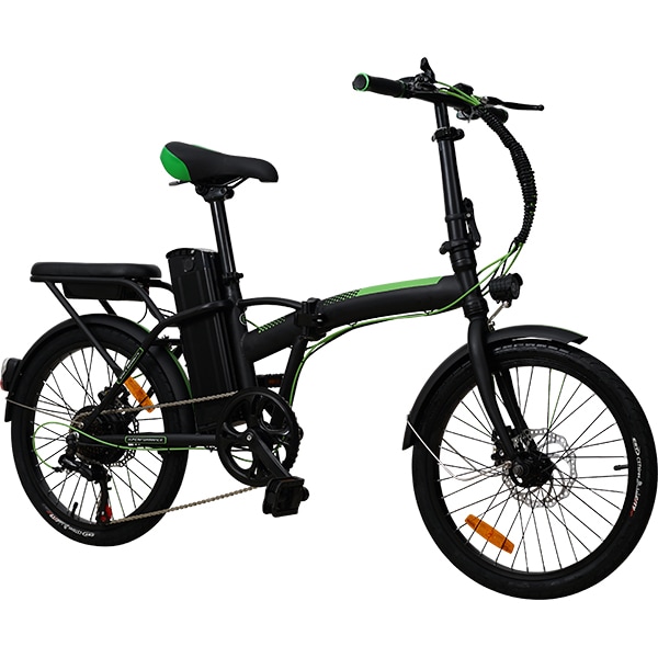 Bicicleta asistata electric pliabila RKS MX35, 20 inch, negru-verde