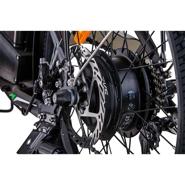 Bicicleta asistata electric pliabila MYRIA City Traveller MC3, roata 20", motor 250W, viteza max 24.9 Km/h, negru-portocaliu