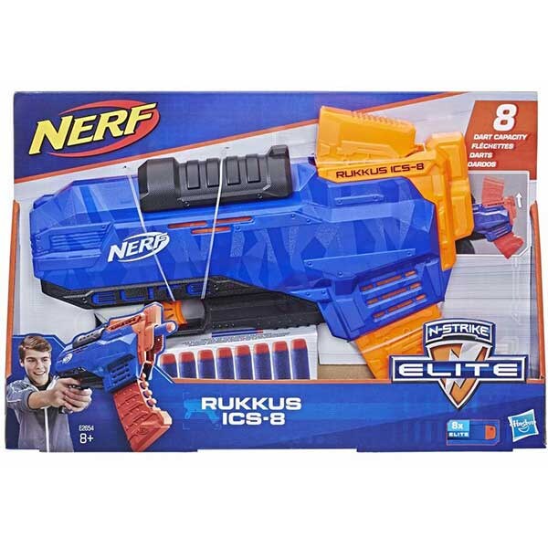 Blaster NERF N-Strike Elite Rukkus ICS 8 E2654, 8 ani+, multicolor