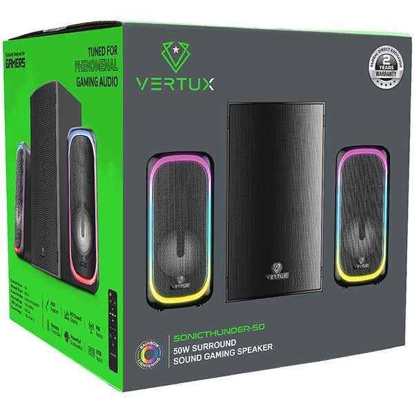 Boxe Gaming VERTUX SonicThunder-50, 2.0, 50W, Bluetooth, negru