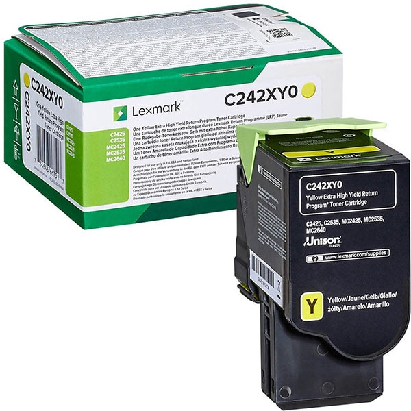 Toner original LEXMARK C242XY0 Return Program, galben