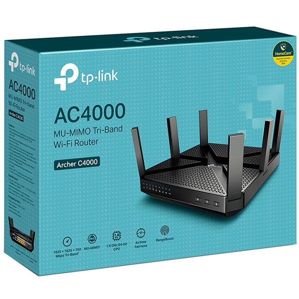 Router Wireless Gigabit TP-LINK Archer C4000, Tri-Band 750 + 1625 + 1625 Mbps, negru