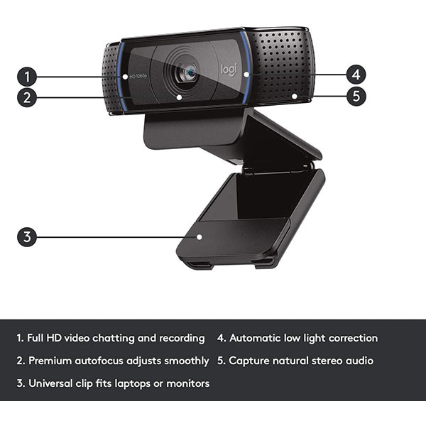Camera Web LOGITECH HD Pro C920, Full HD 1080p, negru