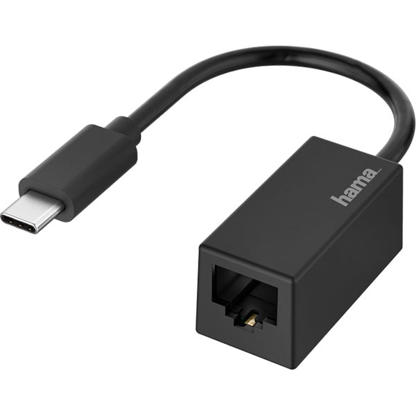 Adaptor USB C - RJ45 HAMA, Gigabit, negru