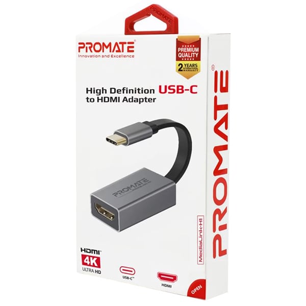 Adaptor USB-C la HDMI PROMATE MediaLink-H1, gri
