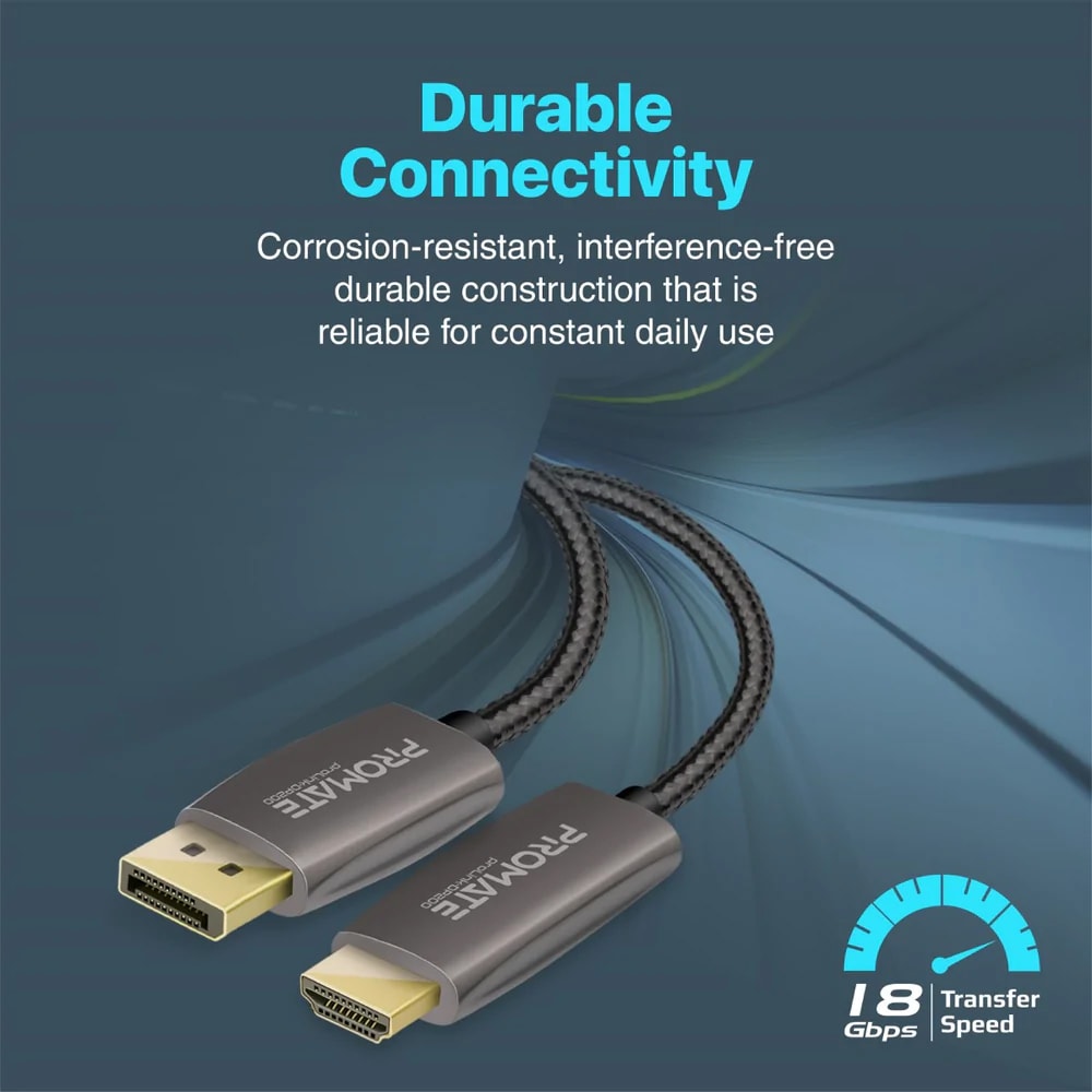 Cablu DisplayPort -  HDMI PROMATE ProLink-DP200, 2m, gri