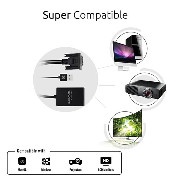 Adaptor VGA-HDMI PROMATE proLink-V2H, negru