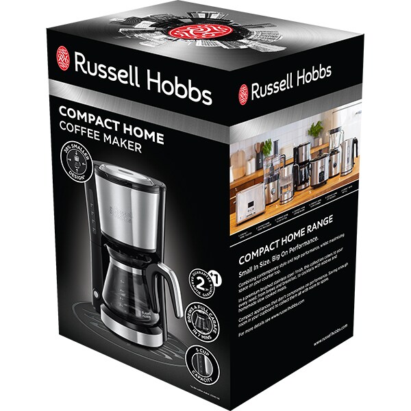 Cafetiera RUSSELL HOBBS Compact Home 24210-56, 0.7l, 650W, 5 cesti, argintiu-negru