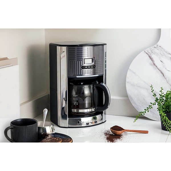 Cafetiera RUSSELL HOBBS Geo Steel 25270-56, 1.5l, 1000W, 12 cesti, argintiu-negru