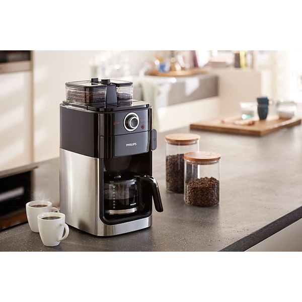 Cafetiera PHILIPS Grind&Brew HD7769/00, 1.2l, 1000W, 12 cesti, negru-argintiu