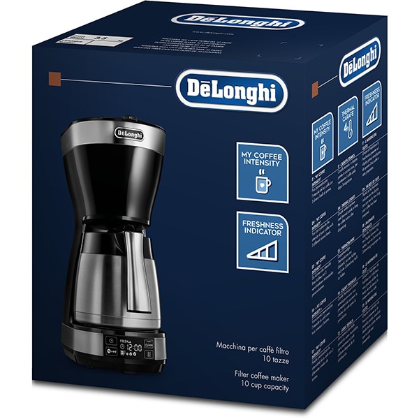 Cafetiera DELONGHI ICM16731, 1.25l, 1200W, 10 cesti, argintiu-negru