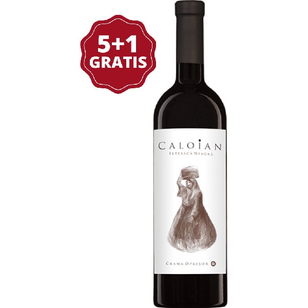 Vin rosu sec Crama Oprisor Caloian Feteasca Neagra, 0.75L, 5+1 sticle