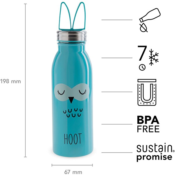 Sticla ALADDIN Zoo 1008124007, 0.43l, inox, albastru