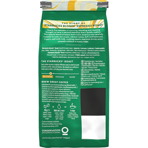 Cafea boabe STARBUCKS Blonde Espresso Roast 12451938, 200g