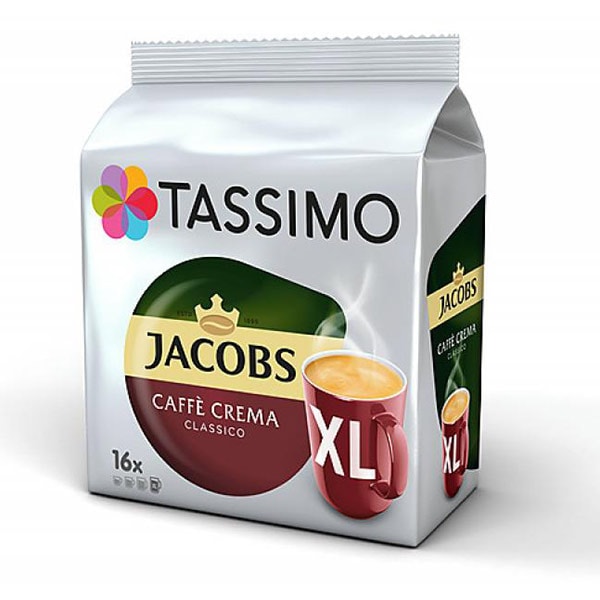 Set 5 x Capsule cafea JACOBS Caffe Crema Classico XL, compatibile Tassimo, 80 capsule, 664g