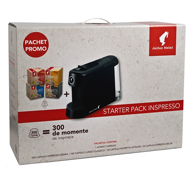 Pachet: Espressor capsule JULIUS MEINL + 300 capsule 94998, 1l, 1450W, 15 bar, negru