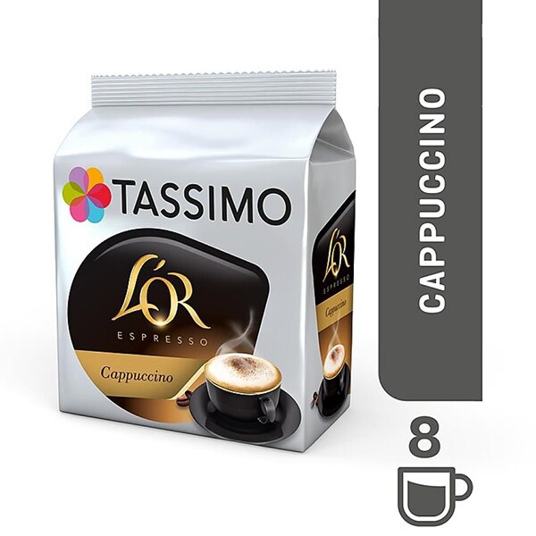 Capsule cafea L'OR Tassimo Cappuccino, 8 capsule cafea + 8 capsule lapte, 267.2g