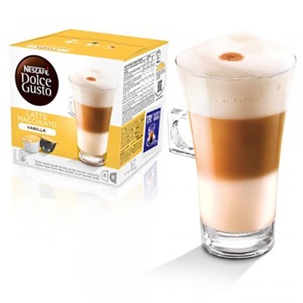 Capsule cafea NESCAFE Vanilla Macchiato, compatibile Dolce Gusto, 8 capsule cafea + 8 capsule lapte, 188.4g