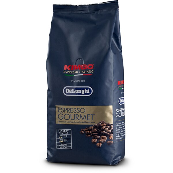 Pachet cafea boabe DELONGHI Kimbo, 4 x 250g + Set 2 pahare espresso 60ml