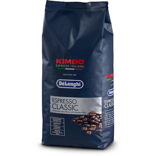 Pachet cafea boabe DELONGHI Kimbo, 4 x 250g + Set 2 pahare espresso 60ml