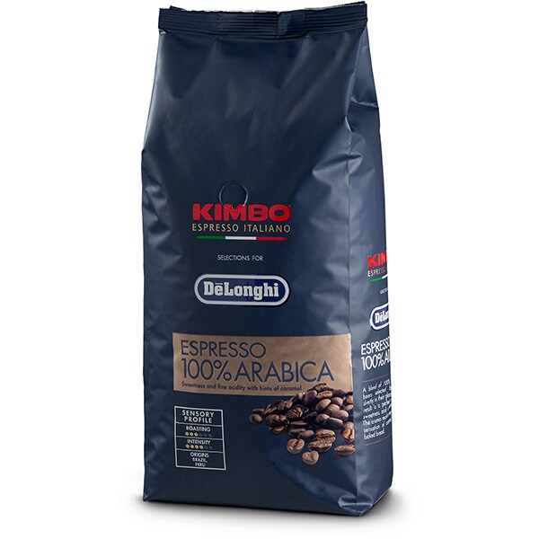 Pachet cafea boabe DELONGHI Kimbo, 4 x 250g + Set 2 pahare espresso 60ml