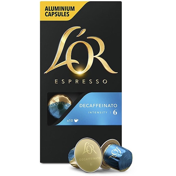 Pachet capsule cafea L'OR 10 buc Espresso Splendente + 10 buc Lungo Profondo + 10 buc Espresso Decaffeinato, compatibile Nespresso, 156g