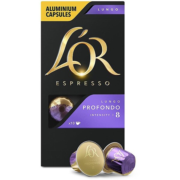 Pachet capsule cafea L'OR 10 buc Espresso Splendente + 10 buc Lungo Profondo + 10 buc Espresso Decaffeinato, compatibile Nespresso, 156g