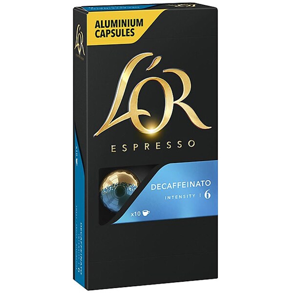Pachet capsule cafea L'OR 10 buc Espresso Splendente + 10 buc Lungo Profondo + 10 buc Espresso Decaffeinato, compatibile Nespresso, 156g