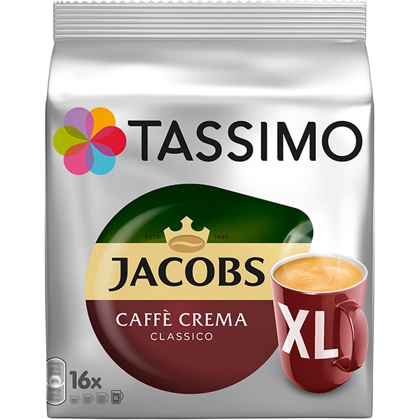Set 5 x Capsule cafea JACOBS Caffe Crema Classico XL, compatibile Tassimo, 80 capsule, 664g