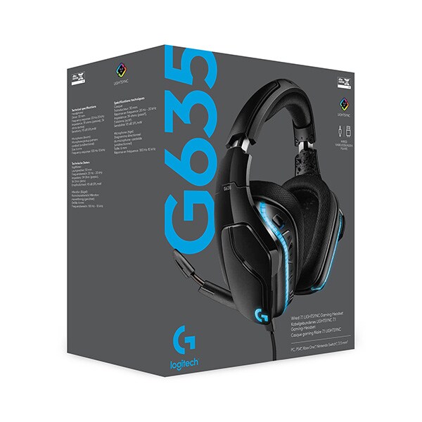 Casti Gaming LOGITECH G635, 7.1 surround, multiplatforma, 3.5mm, negru