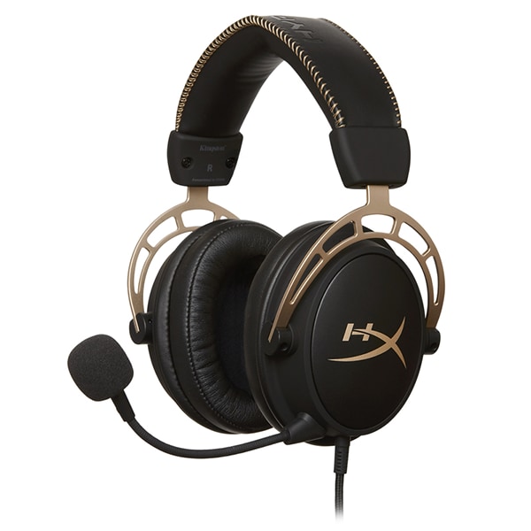 Casti Gaming HyperX Cloud Alpha, surround, multiplatforma, 3.5mm, negru-auriu