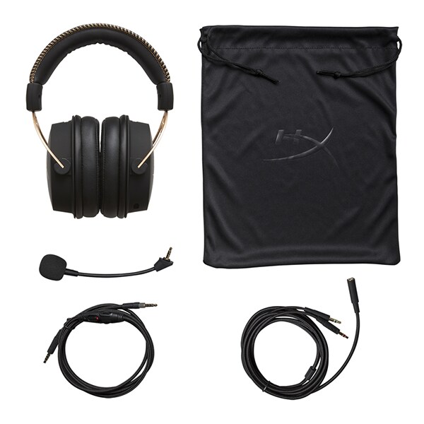 Casti Gaming HyperX Cloud Alpha, surround, multiplatforma, 3.5mm, negru-auriu