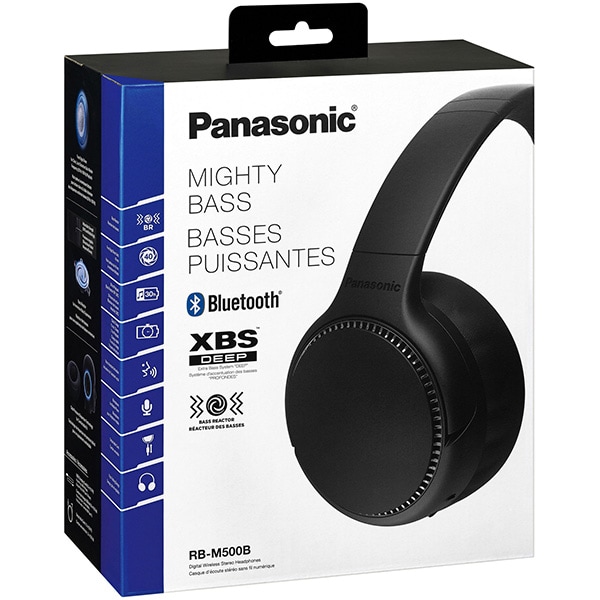 Casti PANASONIC RB-M500BE-K, Bluetooth, Over-Ear, Microfon, negru