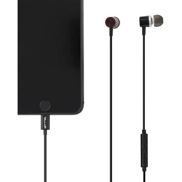 Casti TELLUR TLL162022, Cu Fir, In-Ear, Microfon, conector Lightning, negru