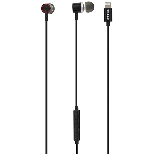 Casti TELLUR TLL162022, Cu Fir, In-Ear, Microfon, conector Lightning, negru