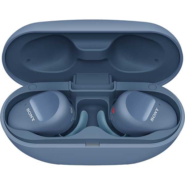 Casti SONY WF-SP800N, True Wireless, Bluetooth, In-Ear, Microfon, EXTRA Bass, Noise Cancelling, albastru