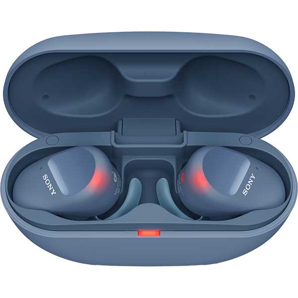 Casti SONY WF-SP800N, True Wireless, Bluetooth, In-Ear, Microfon, EXTRA Bass, Noise Cancelling, albastru
