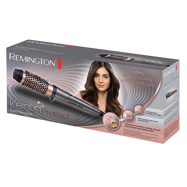 Perie cu tambur incalzit REMINGTON Keratin Protect CB8338, 180C, invelis ceramic, 5 setari de temperatura, gri