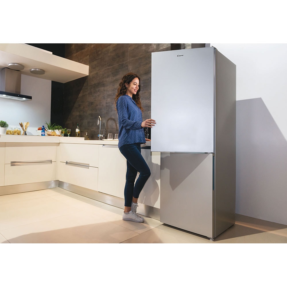 Combina frigorifica CANDY CCE3T618FS, No Frost, 342 l, H 185 cm, Clasa F, argintiu