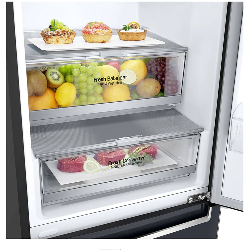 Combina frigorifica LG GBB72MCEFN, No Frost, 384 l, H 203 cm, Clasa D, Smart Diagnosis, negru