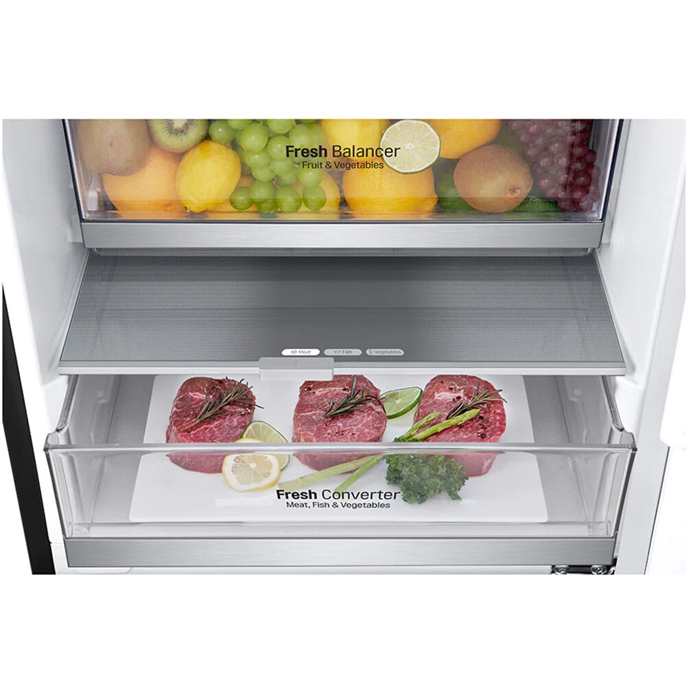 Combina frigorifica LG GBB72MCEFN, No Frost, 384 l, H 203 cm, Clasa D, Smart Diagnosis, negru