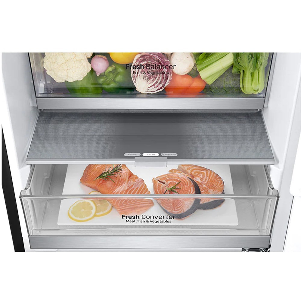 Combina frigorifica LG GBB72MCEFN, No Frost, 384 l, H 203 cm, Clasa D, Smart Diagnosis, negru