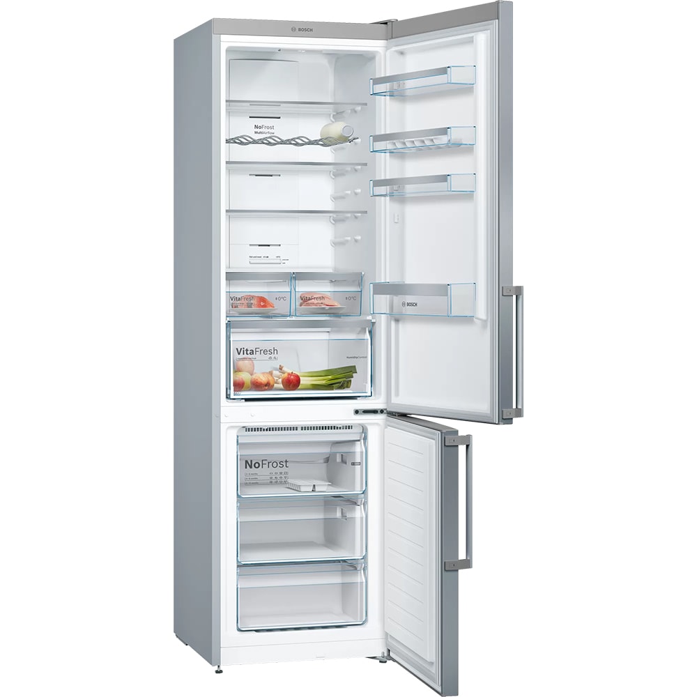 Combina frigorifica BOSCH KGN397LEQ, No Frost, 368 l, H 203 cm, Clasa E, inox