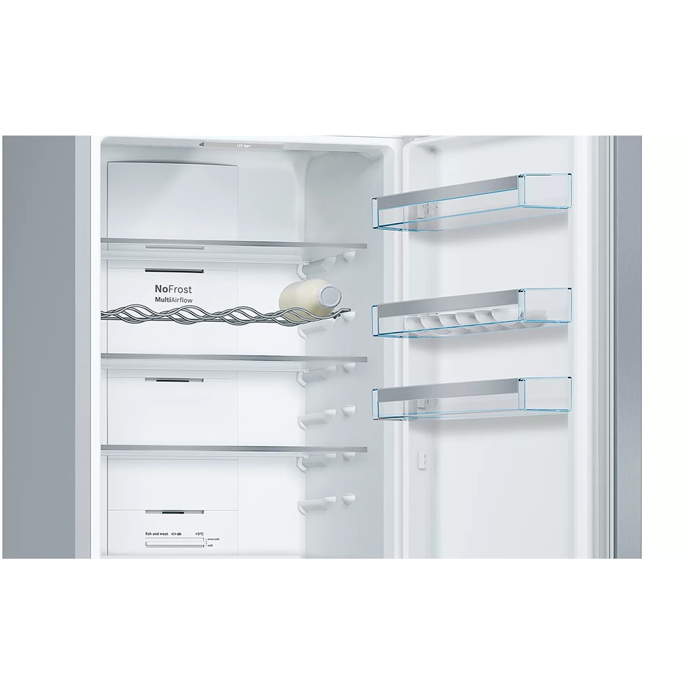 Combina frigorifica BOSCH KGN397LEQ, No Frost, 368 l, H 203 cm, Clasa E, inox