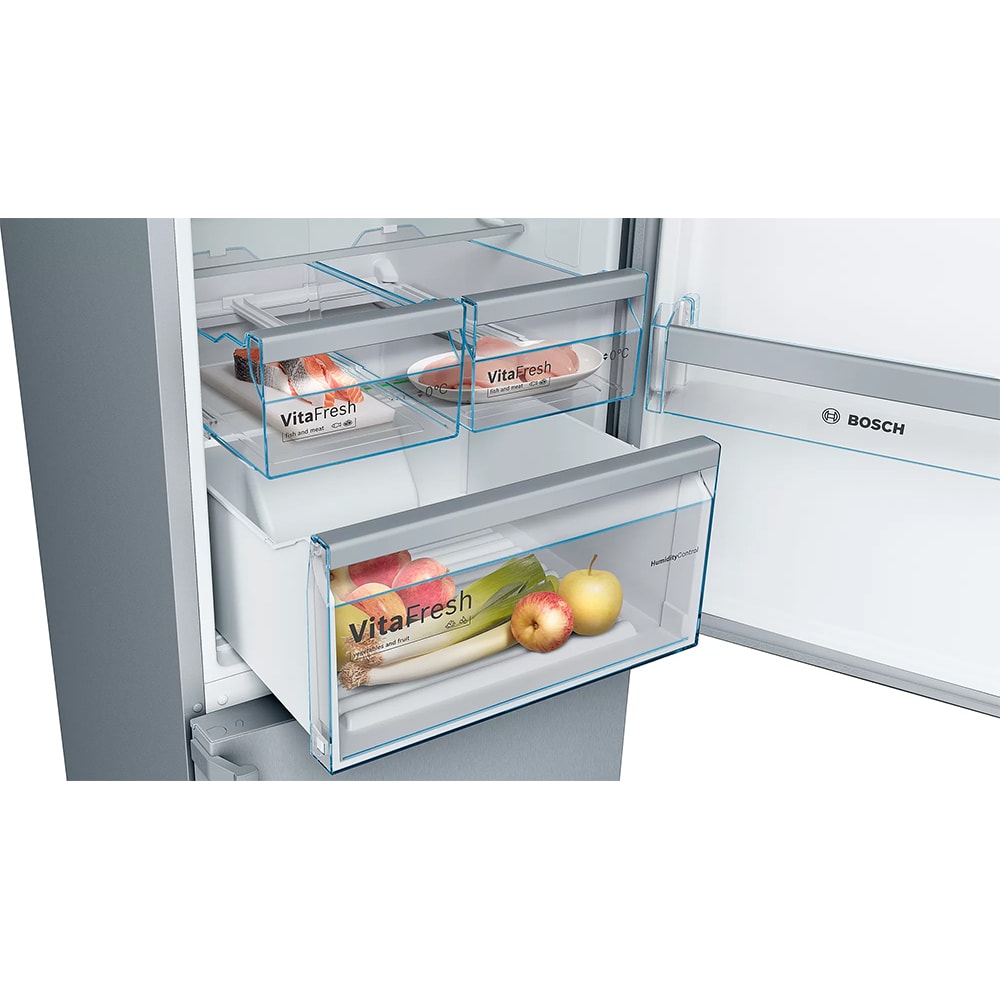 Combina frigorifica BOSCH KGN397LEQ, No Frost, 368 l, H 203 cm, Clasa E, inox
