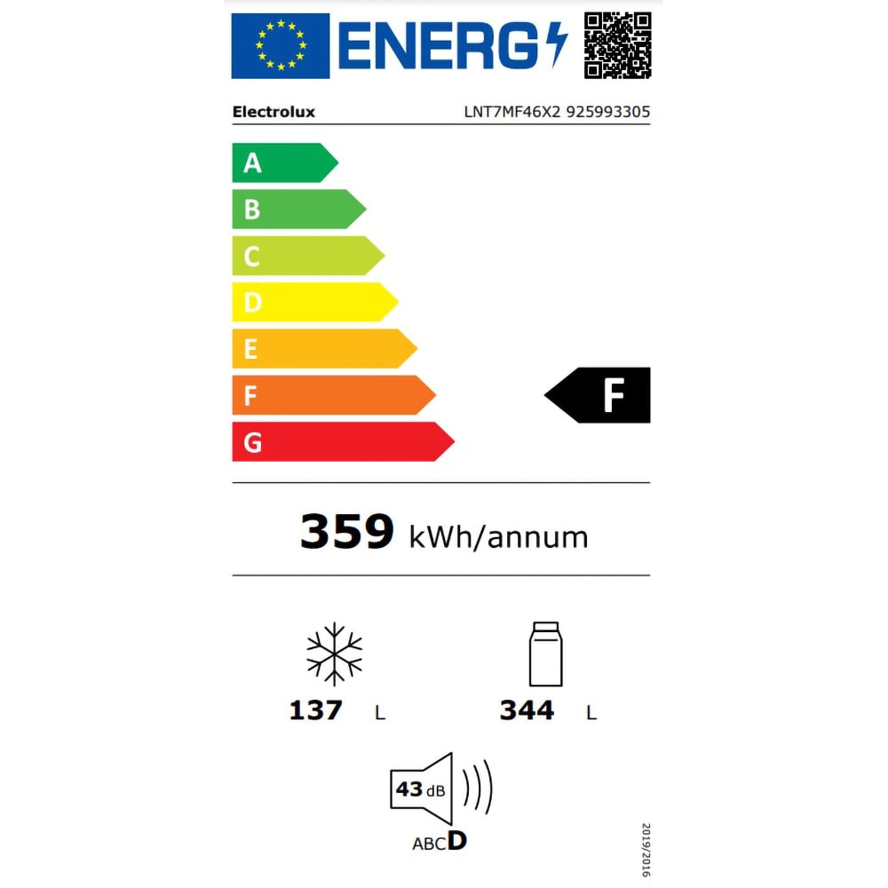 Combina frigorifica ELECTROLUX LNT7MF46X2, No Frost, 481 l, H 192 cm, Clasa F, inox