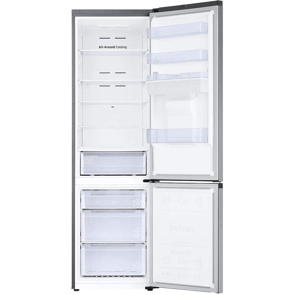 Combina frigorifica SAMSUNG RB38T630ESA/EF, No Frost, 386 l, H 203 cm, Clasa E, dozator apa, argintiu
