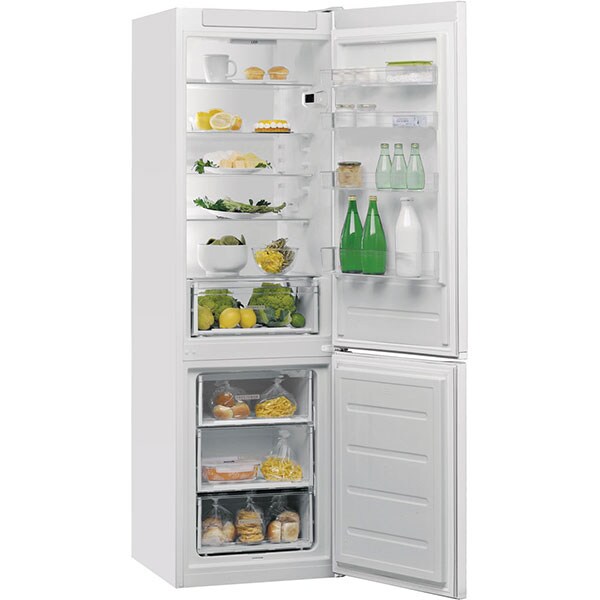 Combina frigorifica WHIRLPOOL W5 911E W, Less Frost, 372 l, H 201.1 cm, Clasa F, 6th Sense, alb