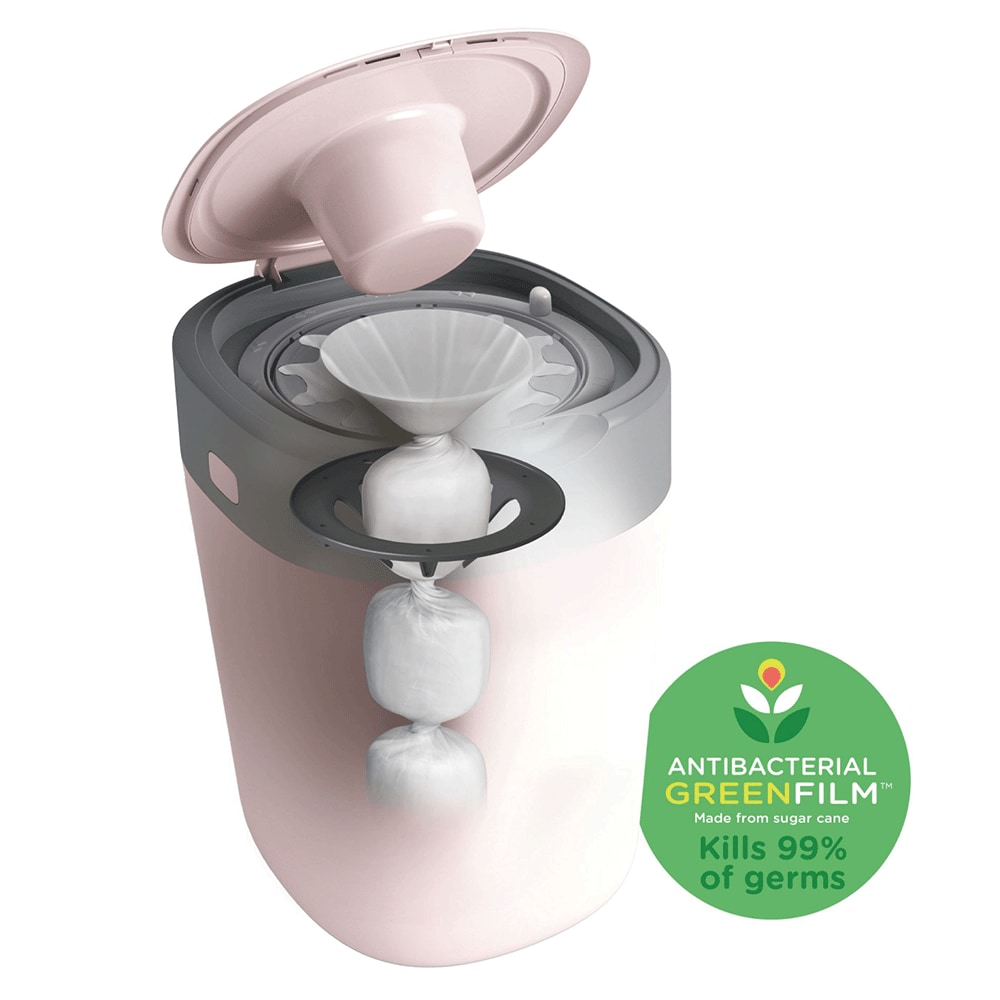 Cos scutece TOMMEE TIPPEE Sangenic Twist&Click Reciclabil, 28 scutece, roz-gri